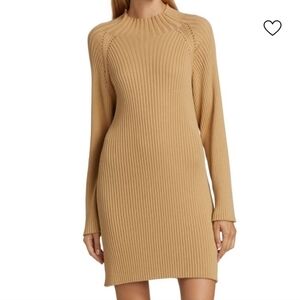Anna Quan Sadie Ribbed Knit Bodycon Mini Dress Beige Tan Size 12 $375